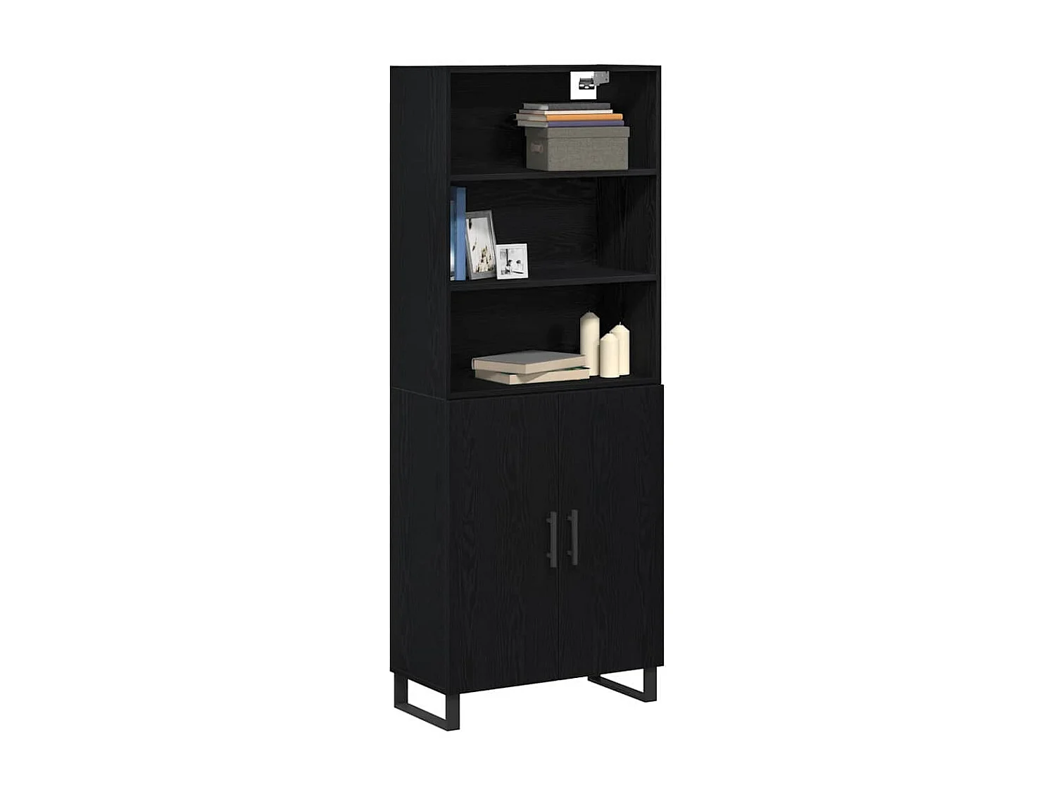 Highboard Schwarz Eichen-Optik 69,5 x 34 x 180 cm Holzwerkstoff