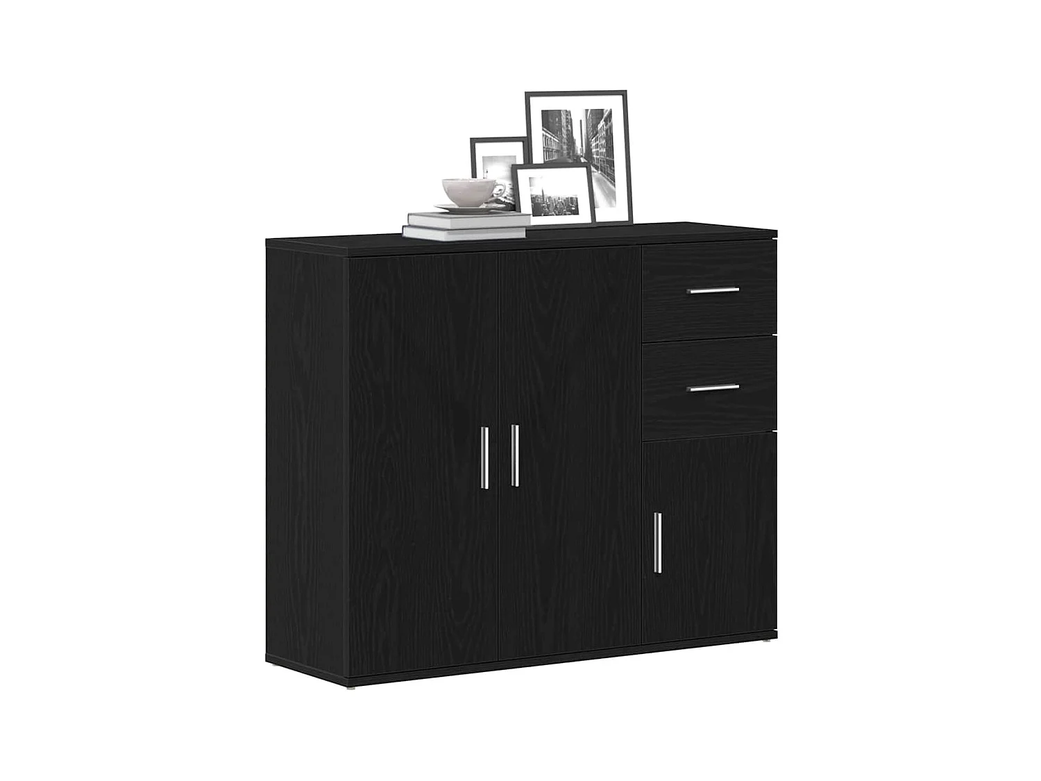 Buffet chêne noir 91x29,5x75 cm bois d'ingénierie