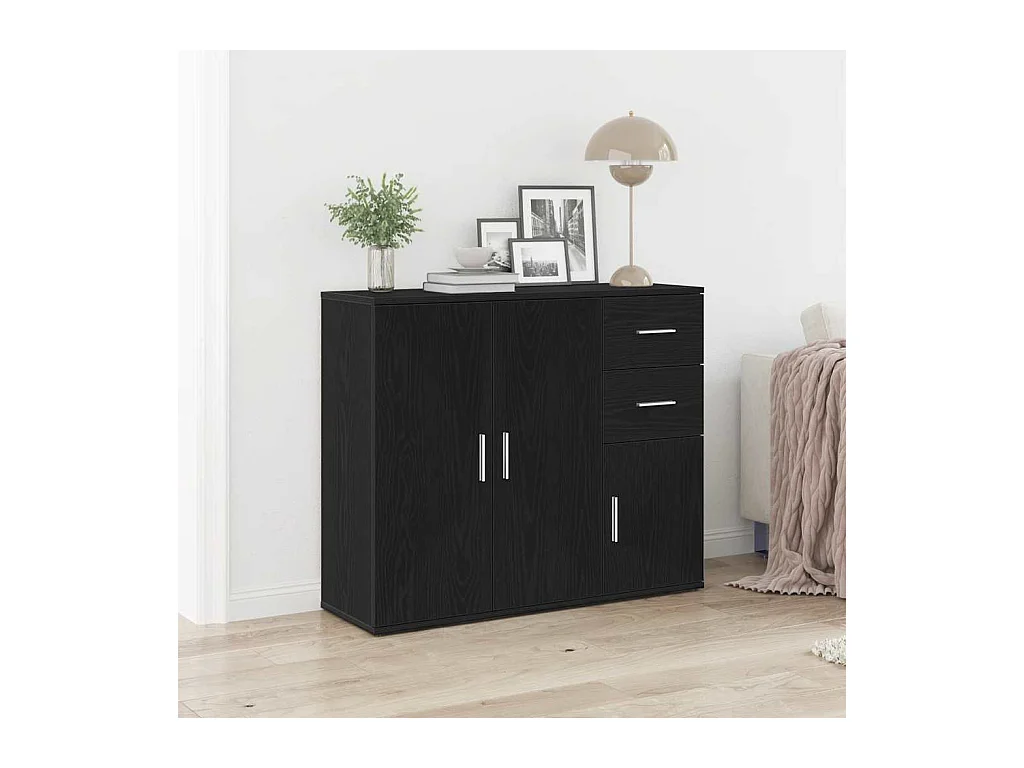 Sideboard Schwarz Eichen-Optik 91x29,5x75 cm Holzwerkstoff
