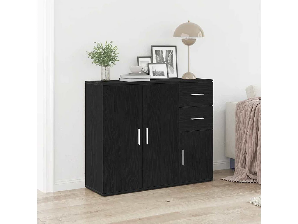 Buffet Chêne noir 91 x 29,5 x 75 cm Bois d'ingénierie