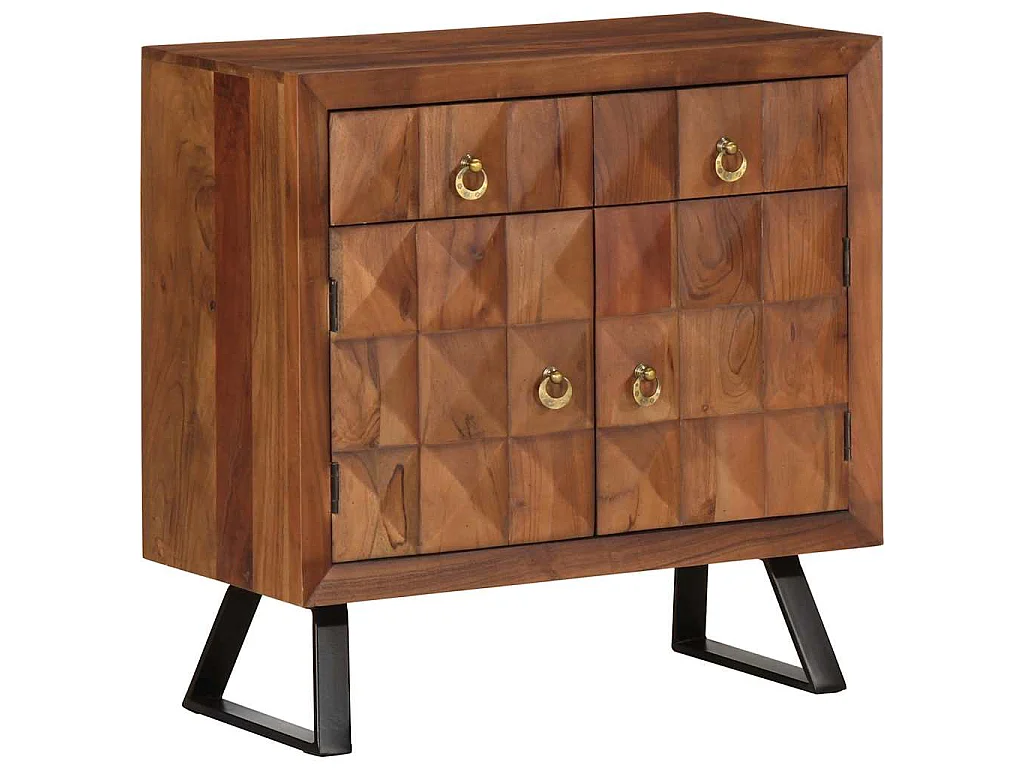 Cassettiera Marrone ambra 70x35x70 cm in Legno Massello Acacia