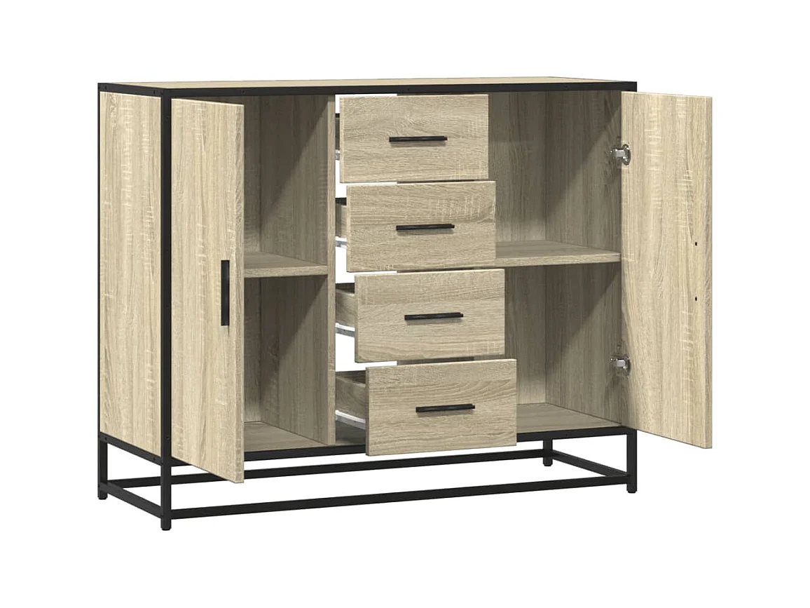 Buffet chêne sonoma 92x35x76 cm bois d'ingénierie
