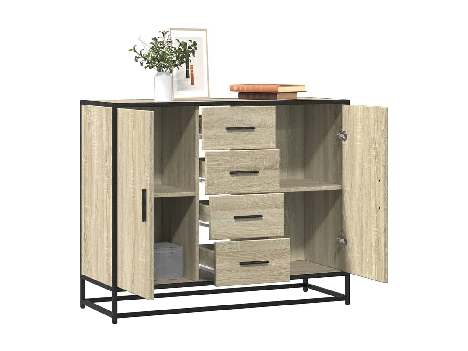Sideboard Sonoma-Eiche 92x35x76 cm Holzwerkstoff