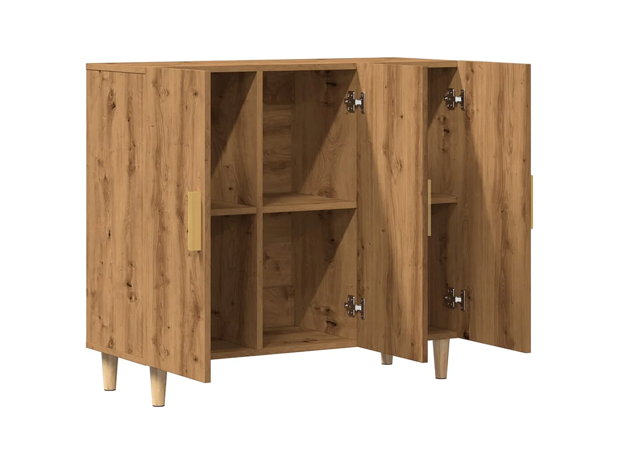 Dressoir 90x34x80 cm bewerkt hout artisanaal eikenkleur