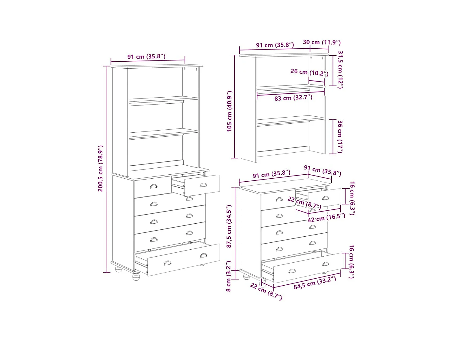 Gabbia ASKIM Marrone 91 x 40 x 200.5 cm Legno massello di pino