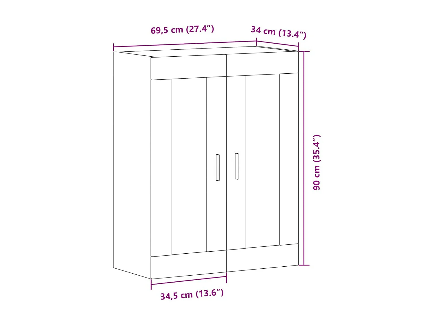 Armoire murale vieux bois 69,5x34x90 cm