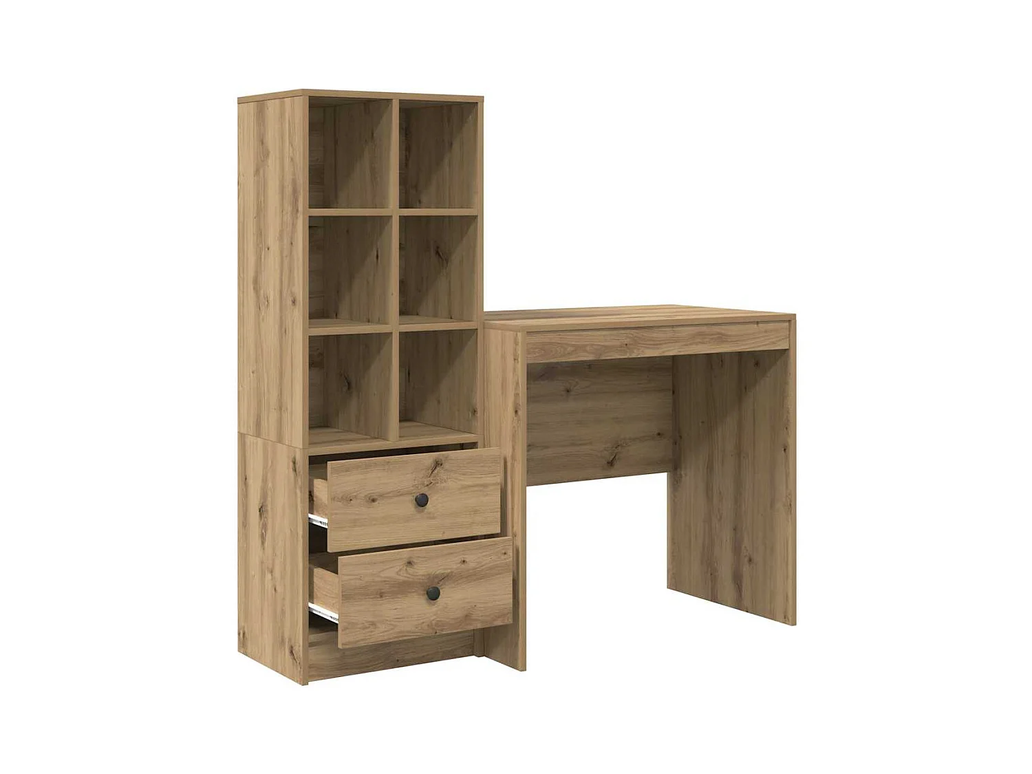Bureau avec rangement 2 pcs chêne artisanal Bois d'ingénierie