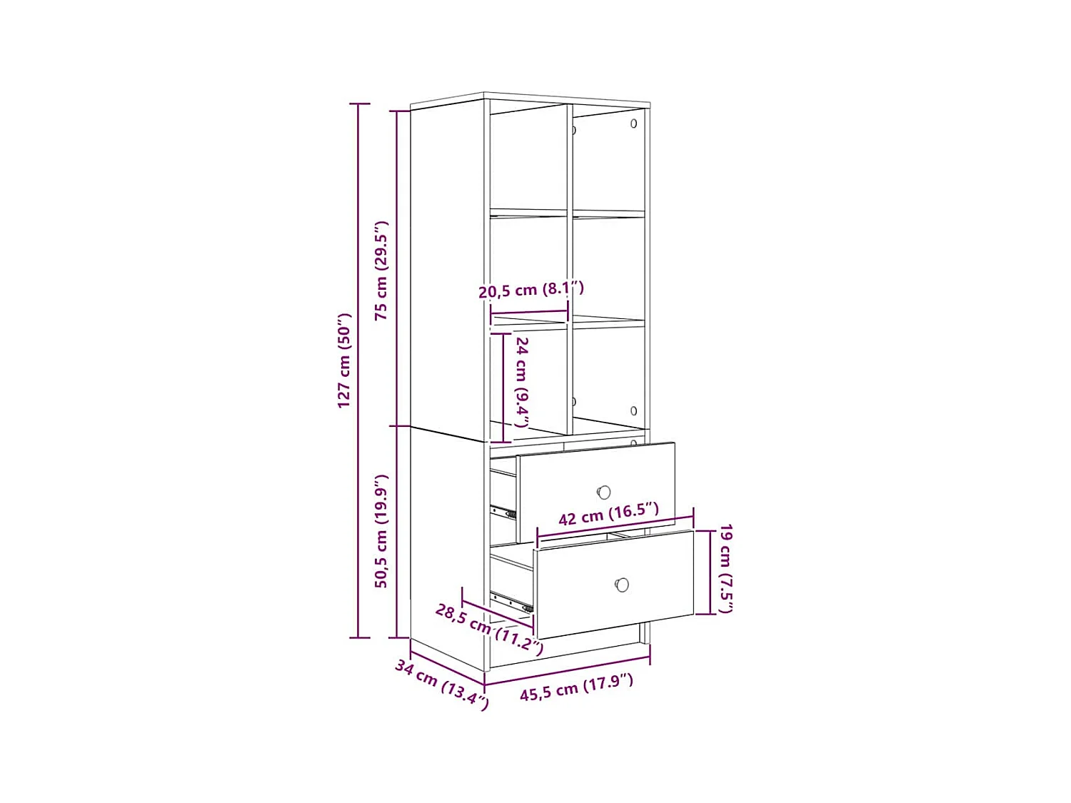 Schreibtisch mit Stauraum 2 pcs Artisan-Eiche 80 x 50 x 76 cm