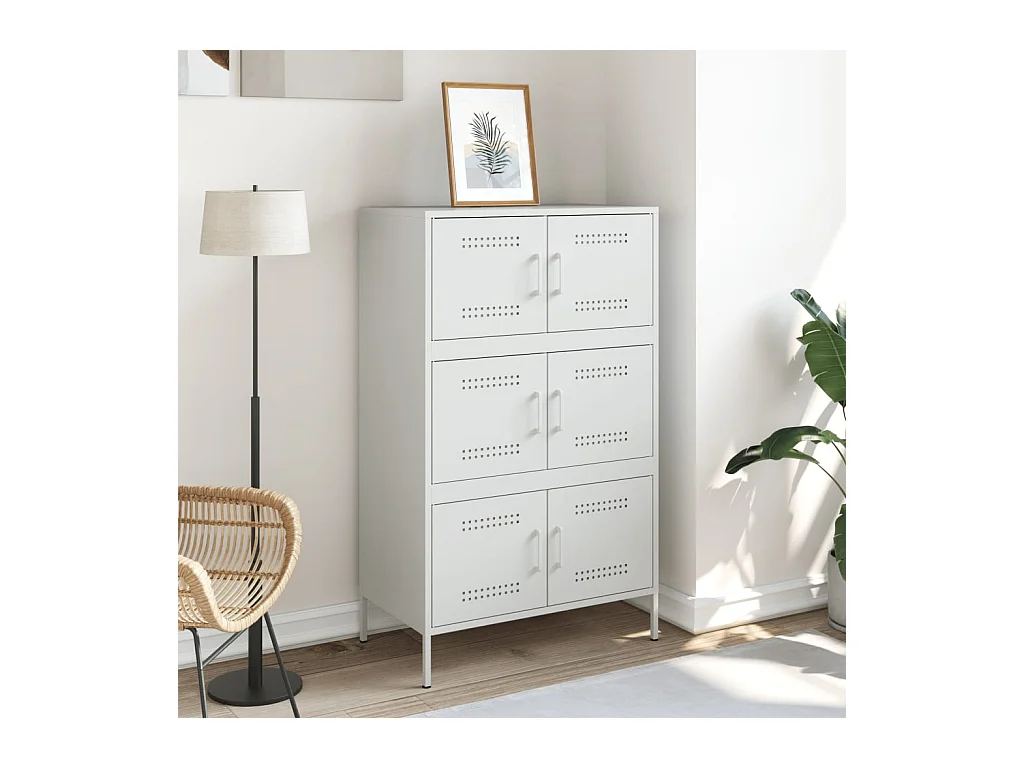 Credenza Bianca 68x39x113 cm in Acciaio