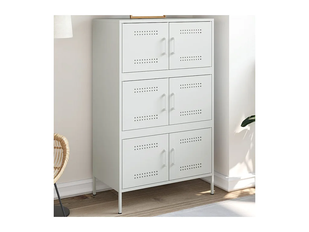 Buffet haut blanc 68x39x113 cm acier
