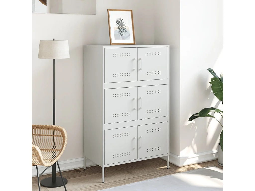 Credenza Bianca 68x39x113 cm in Acciaio