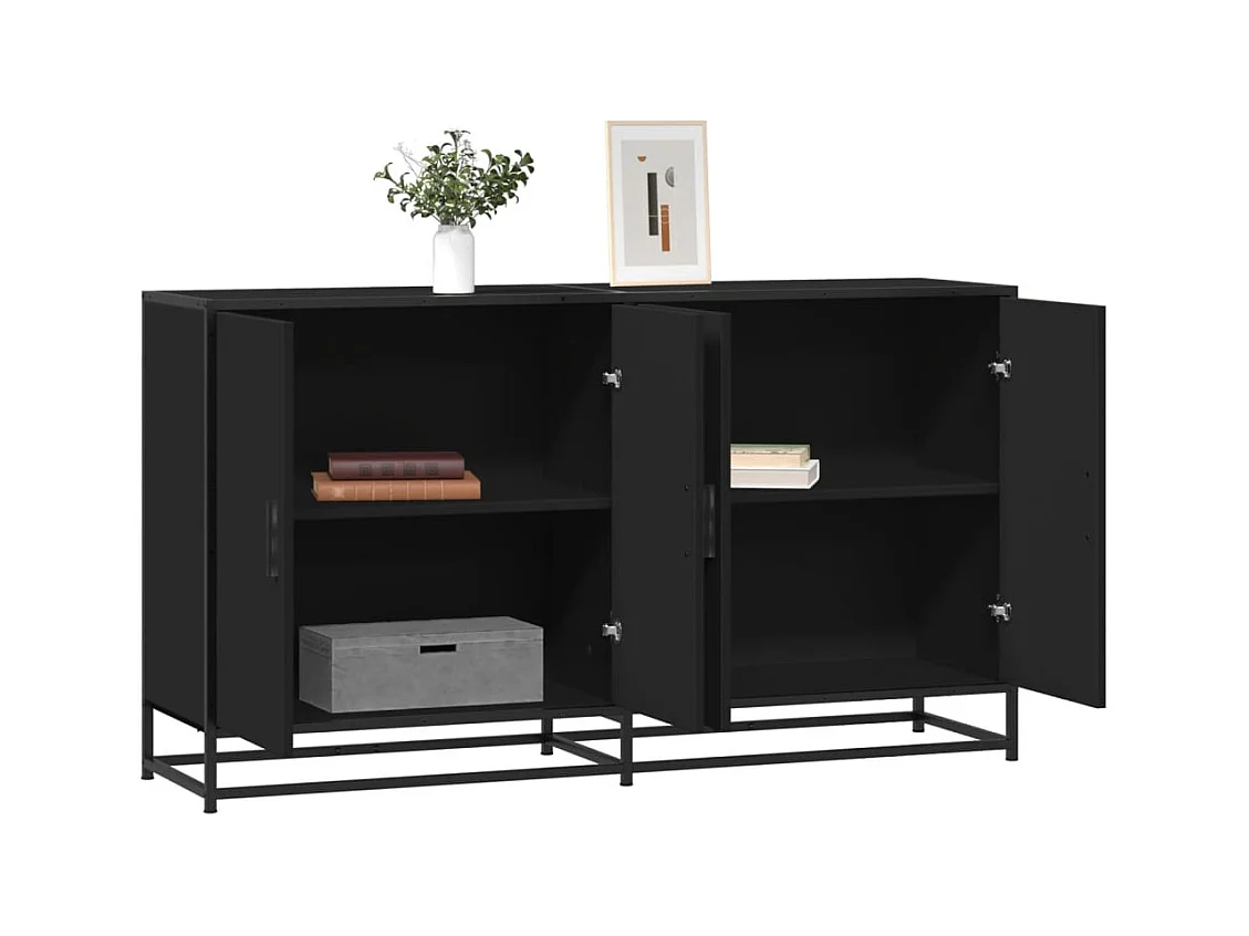 Dressoir 134x35x76 cm bewerkt hout zwart