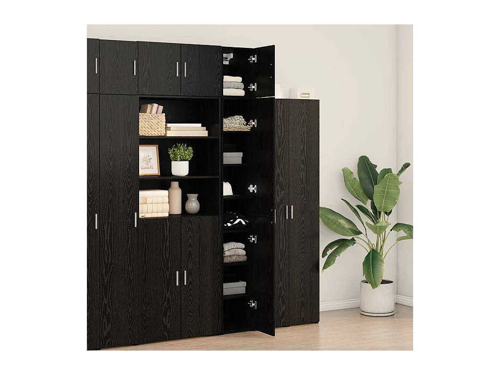 Mobile da Storage Slim Rovere nero 30 x 42.5 x 225 cm