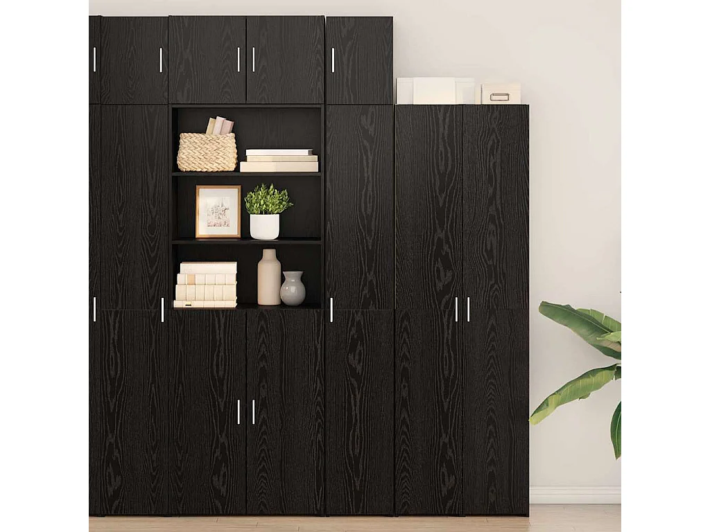 Lagerschrank mit Regalen Schwarze Eiche 30 x 42,5 x 225 cm