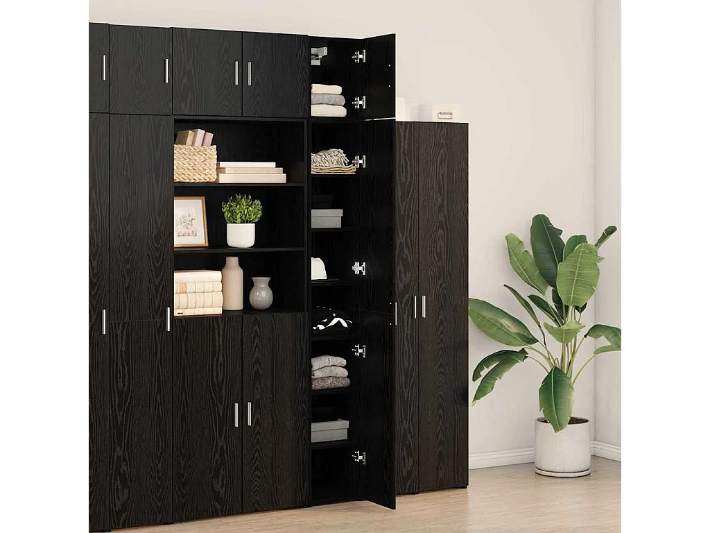 Lagerschrank mit Regalen Schwarze Eiche 30 x 42,5 x 225 cm