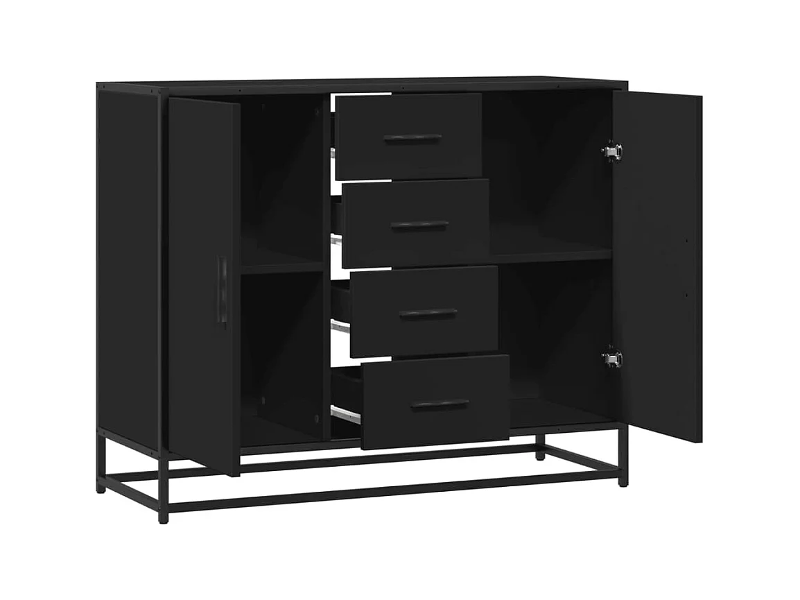 Dressoir 92x35x76 cm bewerkt hout zwart