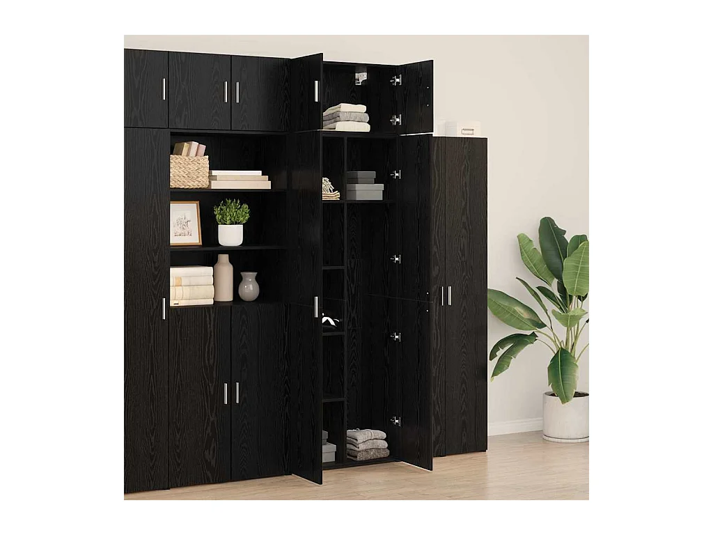 Opbergkast Zwart eiken 70 x 42.5 x 225 cm Bewerkt hout
