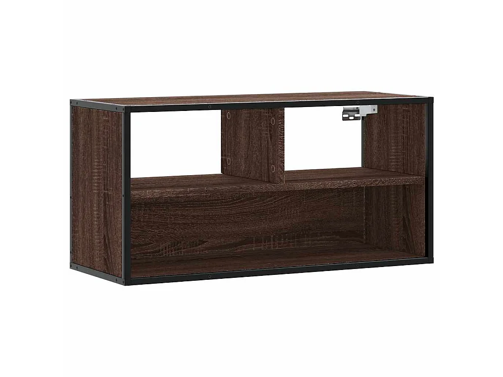 Mueble TV madera ingeniería y metal marrón roble 80x31x39,5 cm
