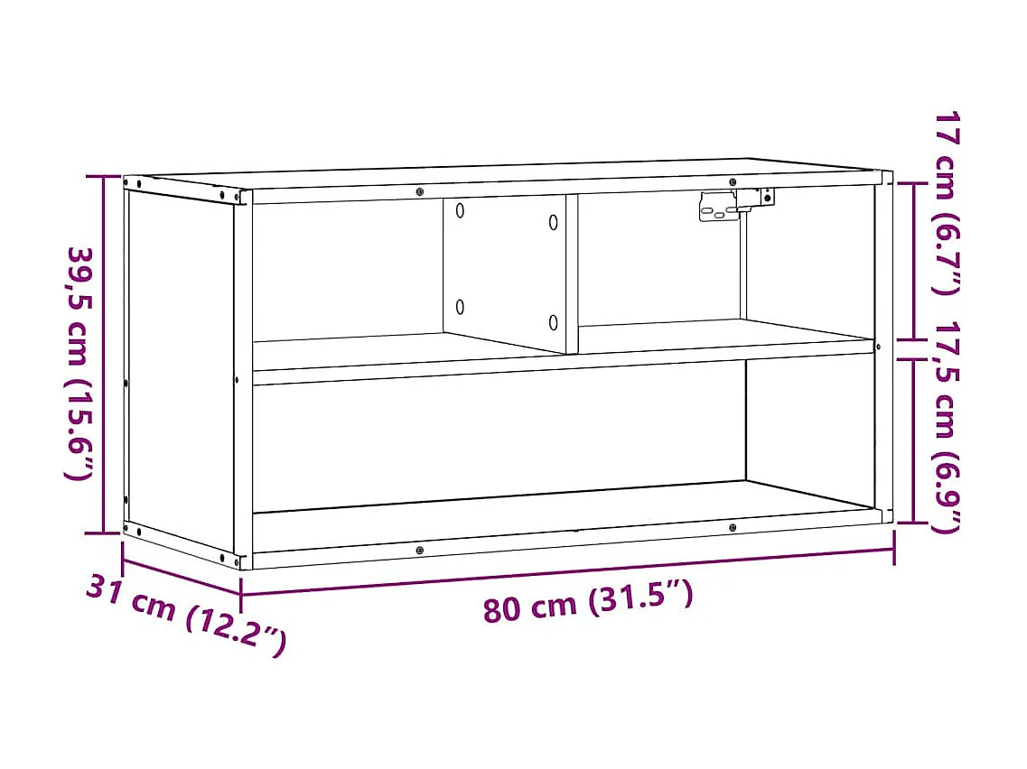 Mueble TV madera ingeniería y metal marrón roble 80x31x39,5 cm