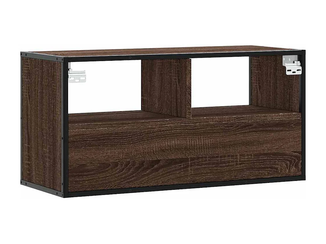 Mueble TV madera ingeniería y metal marrón roble 80x31x39,5 cm