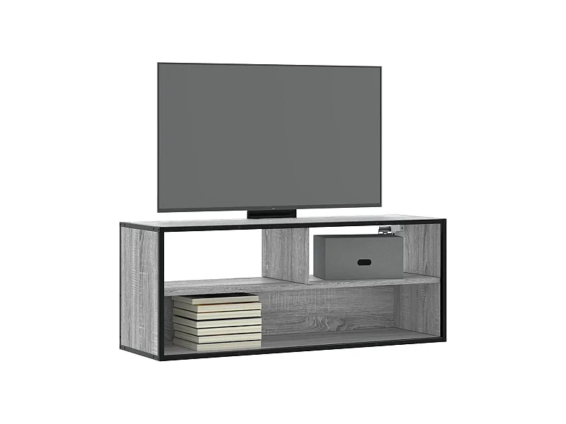 Mobile TV Grigio Sonoma 100x31x39,5cm Legno Multistrato Metallo