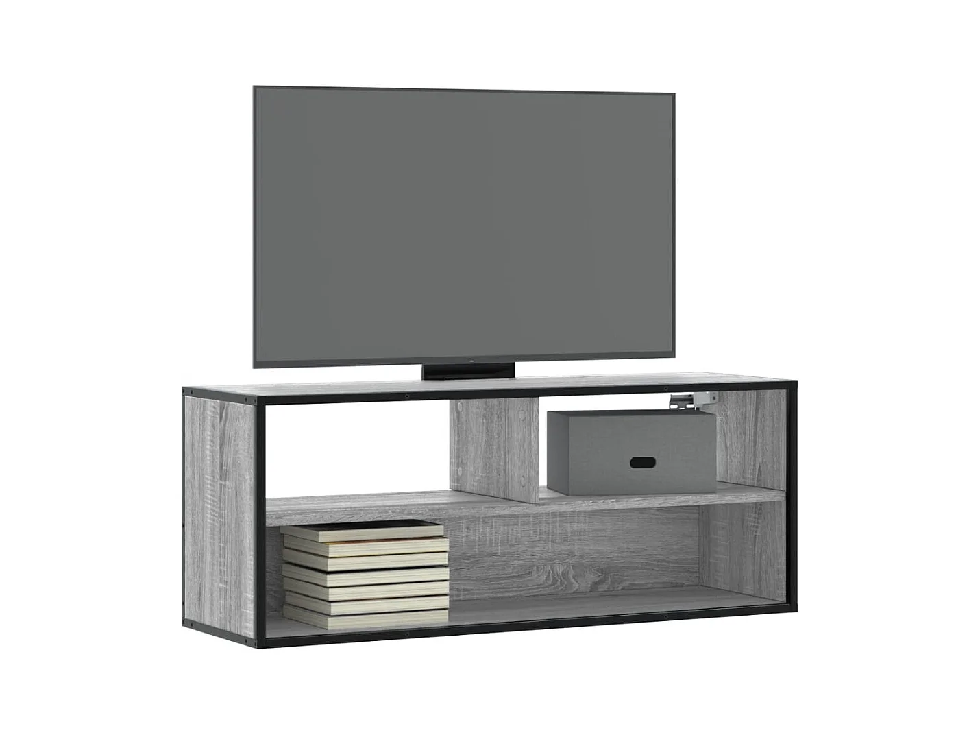 Meuble TV sonoma gris 100x31x39,5 cm bois d'ingénierie et métal