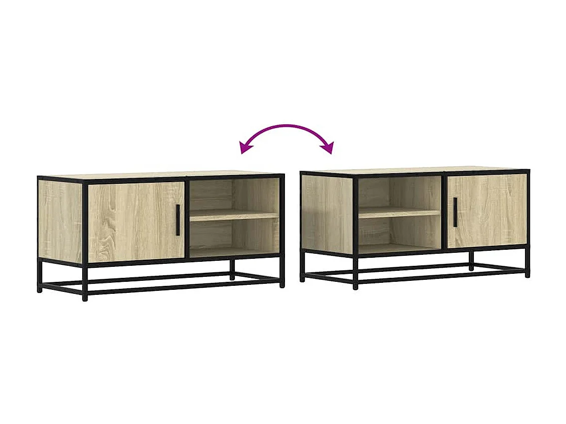 Meuble TV chêne sonoma 80x34,5x40 cm bois d'ingénierie et métal