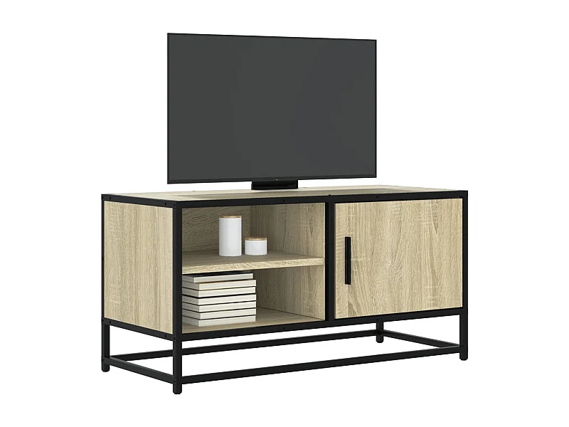 Meuble TV chêne sonoma 80x34,5x40 cm bois d'ingénierie et métal