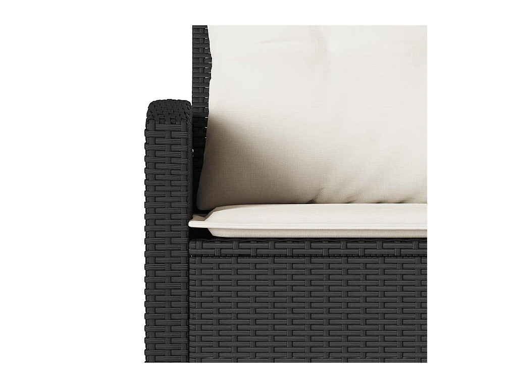 Loungebank met kussens L-vormig poly rattan zwart