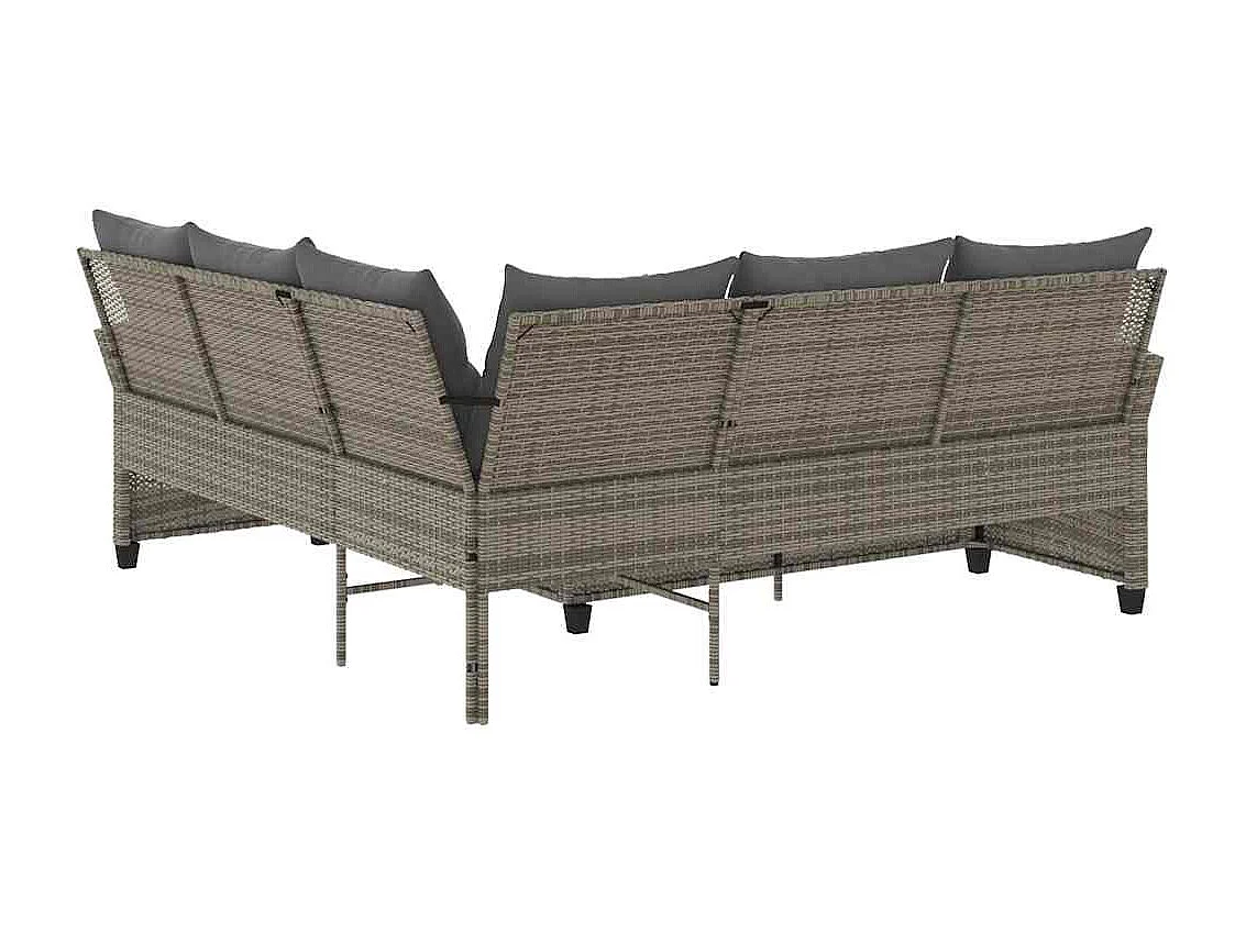 L-förmiges Couchsofa mit Kissen Graues Polyrattan