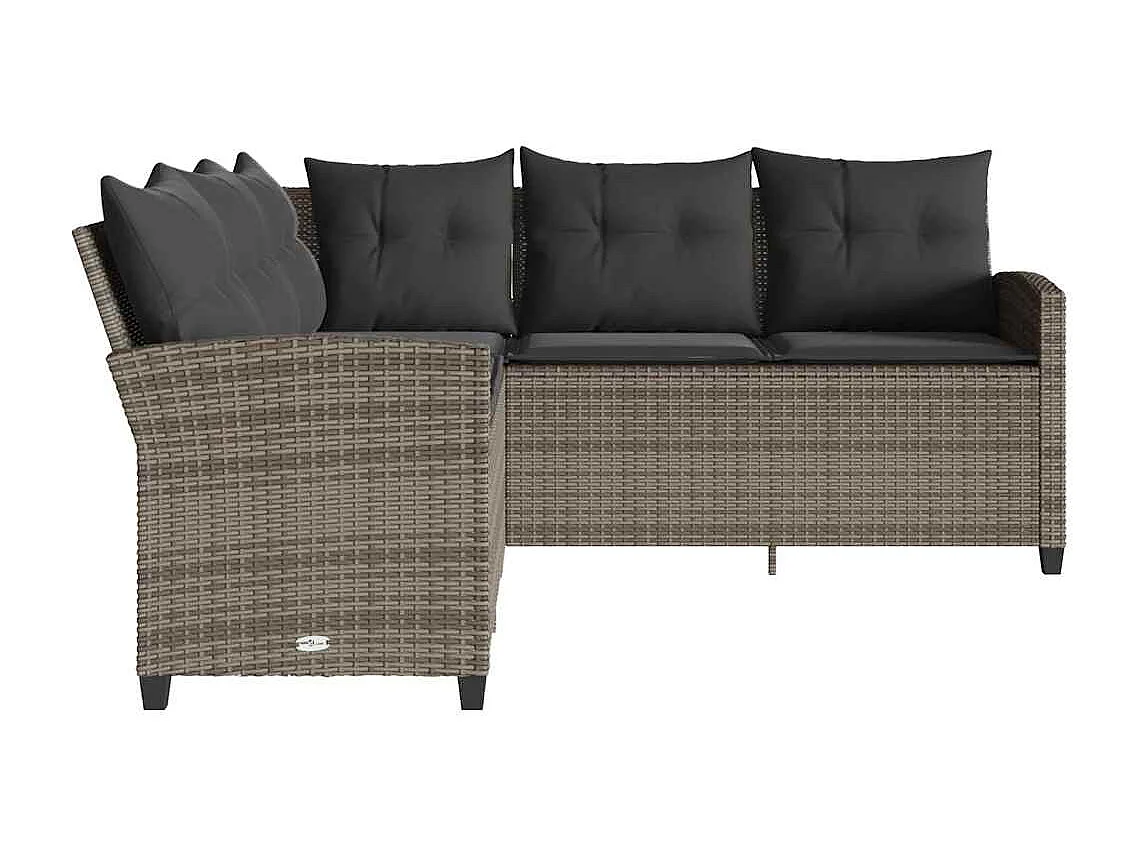 L-förmiges Couchsofa mit Kissen Graues Polyrattan