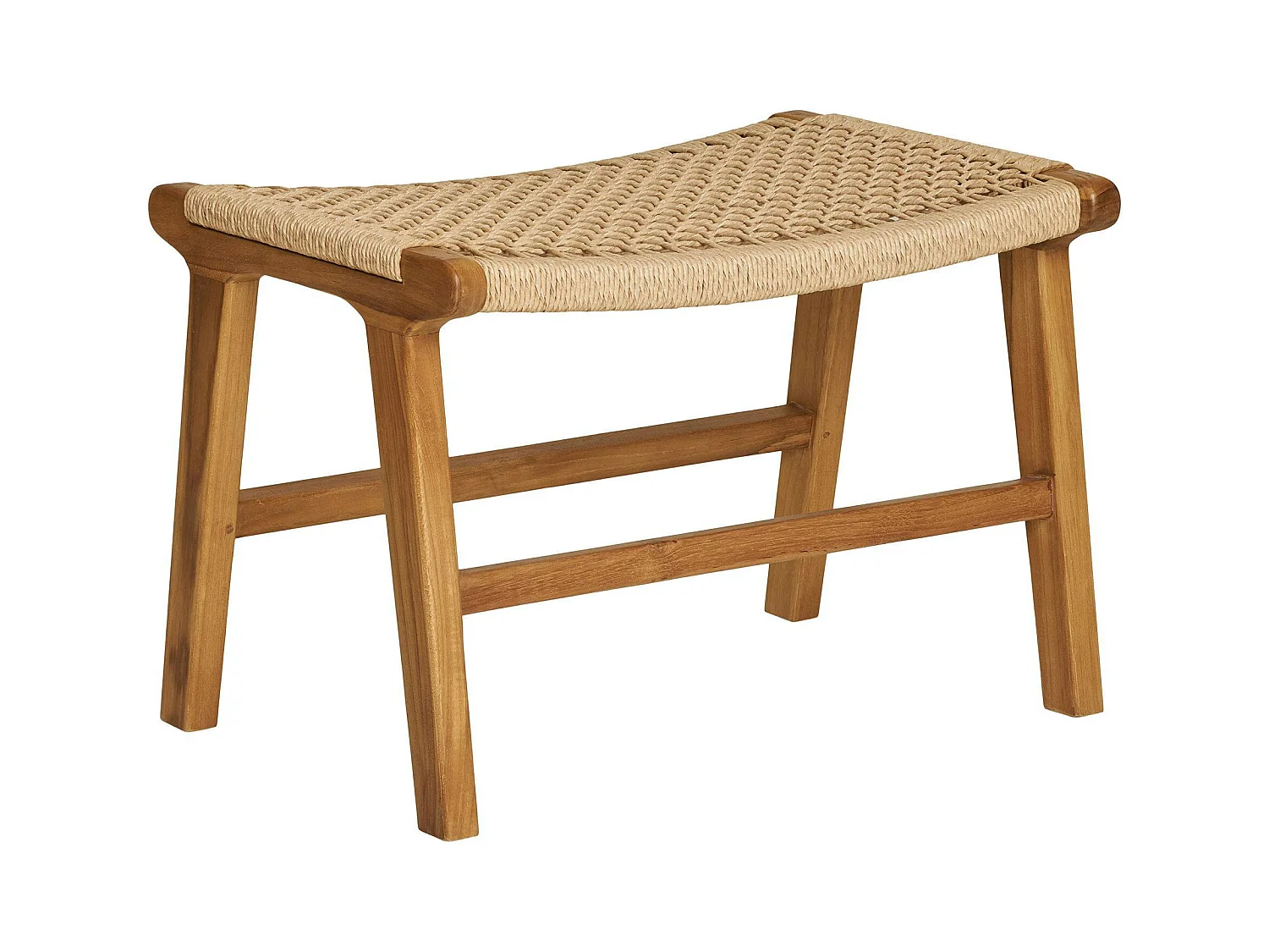 Tabouret repose-pieds en teck et fibre naturelle tressée MENDOZA