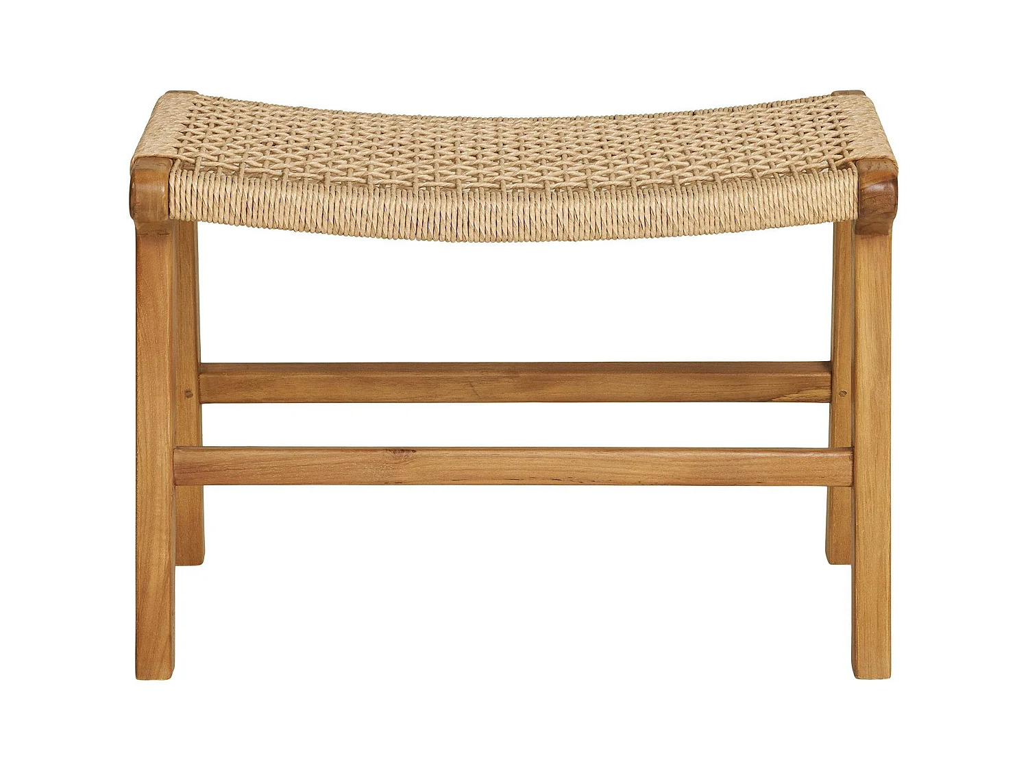 Tabouret repose-pieds en teck et fibre naturelle tressée MENDOZA