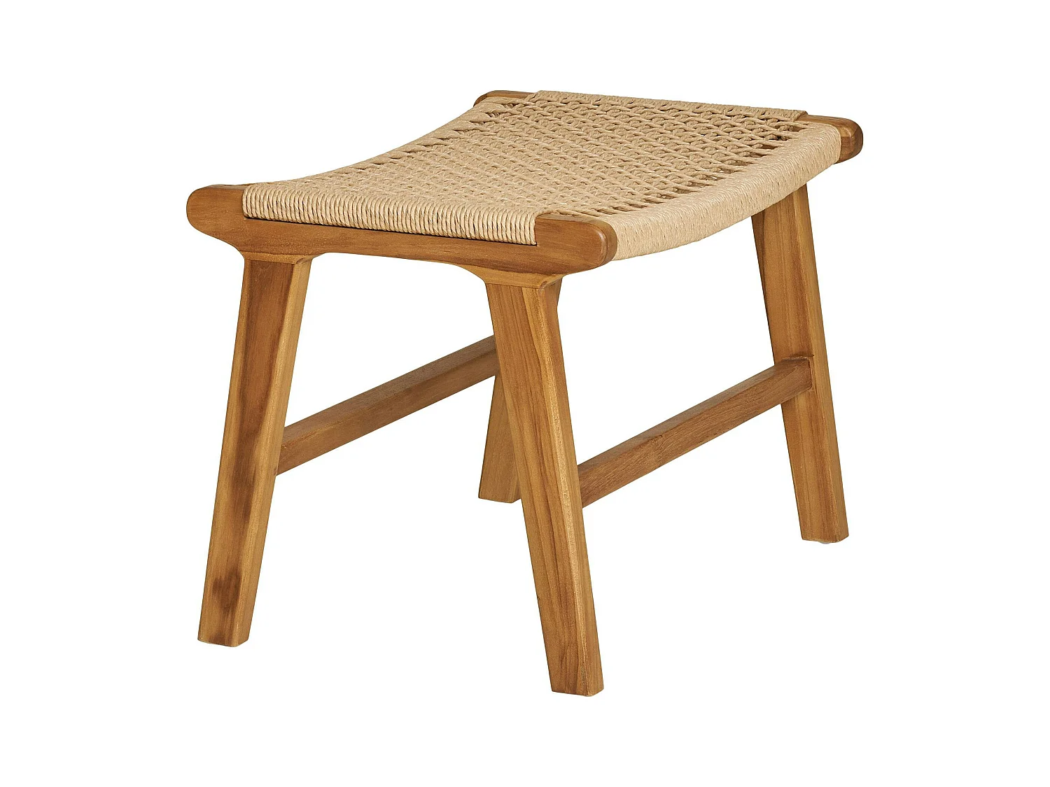 Tabouret repose-pieds en teck et fibre naturelle tressée MENDOZA