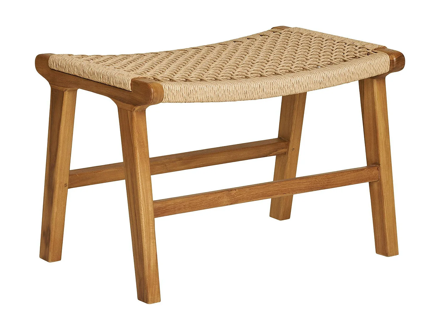 Tabouret repose-pieds en teck et fibre naturelle tressée MENDOZA