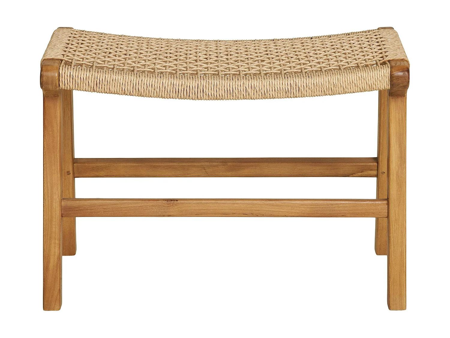 Tabouret repose-pieds en teck et fibre naturelle tressée MENDOZA