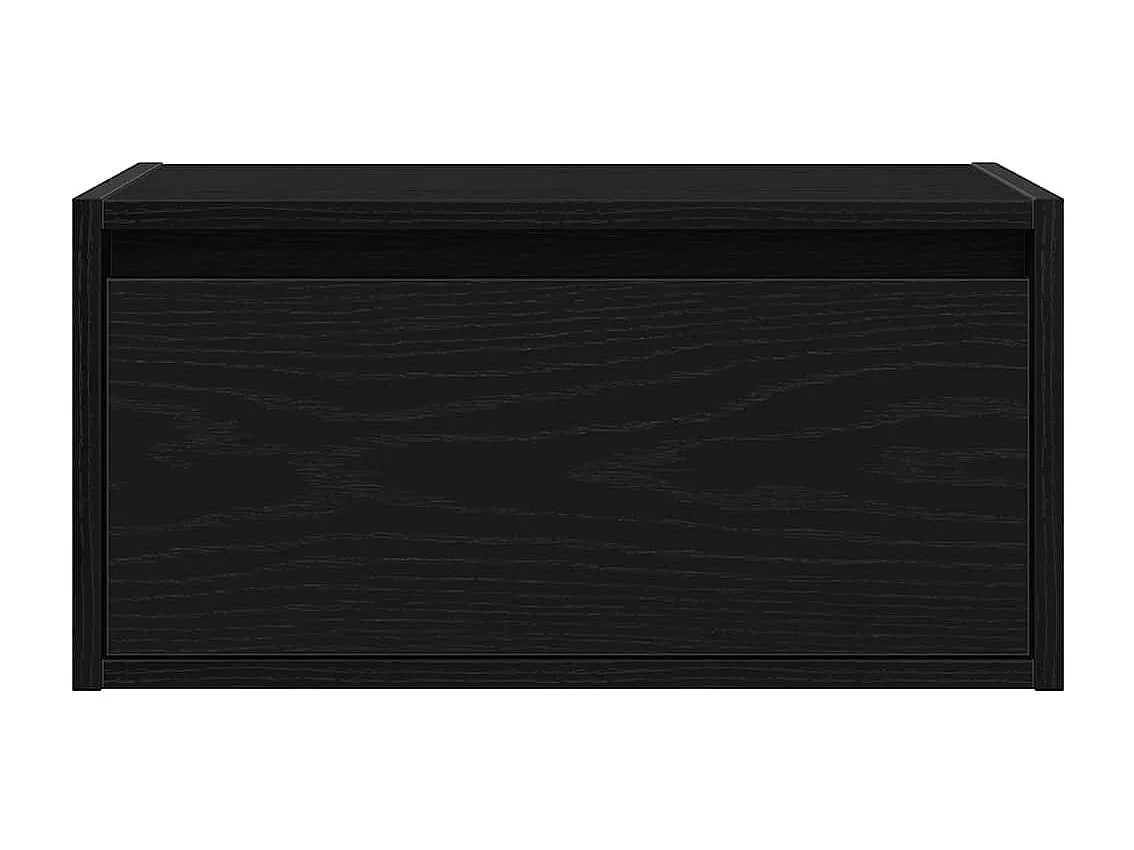 Mesita de noche de pared con luces LED roble negro