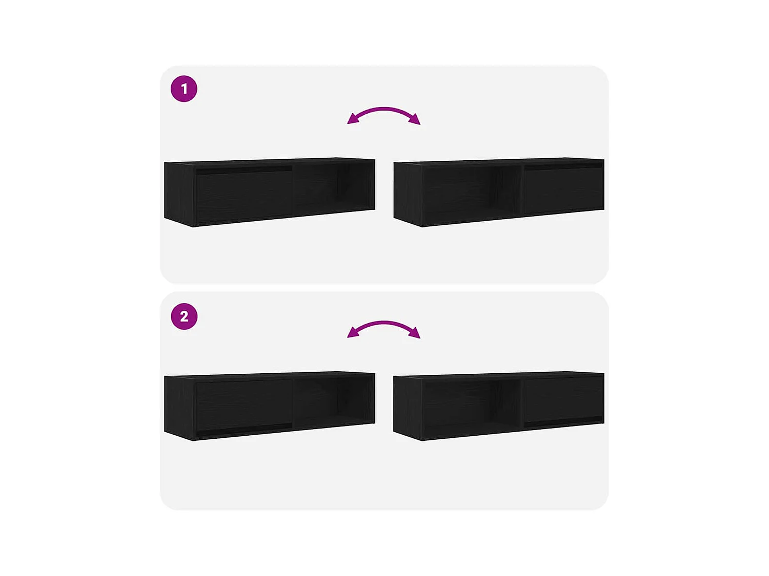 Meuble TV 2 pcs chêne noir 100x31x25,5 cm bois d'ingénierie