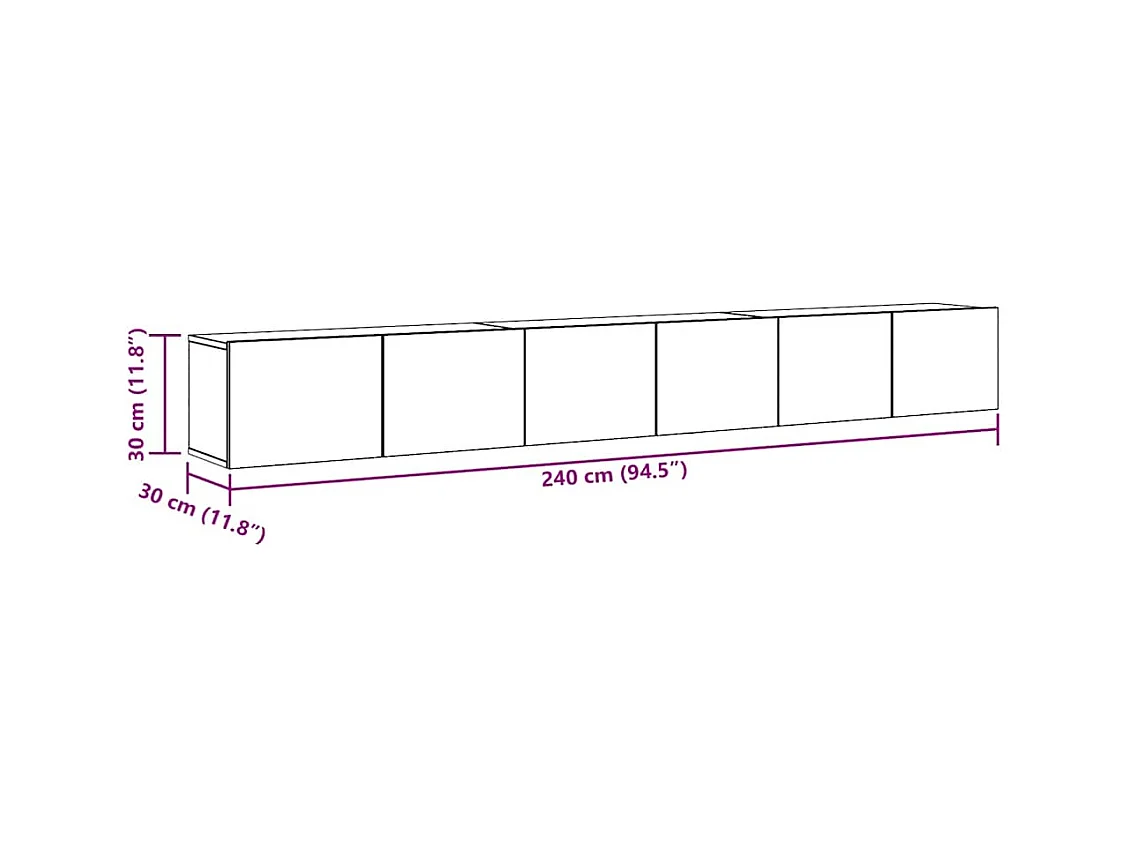 3-tlg. TV-Schrank-Set Wandmontage Altholz-Optik Holzwerkstoff
