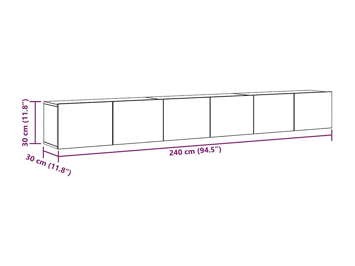Ensemble de meuble TV mural 3 pcs vieux bois bois d'ingénierie
