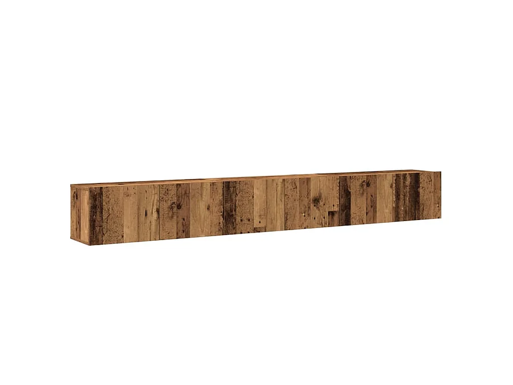 Conjunto de mueble de TV 3 piezas montado la pared madera vieja