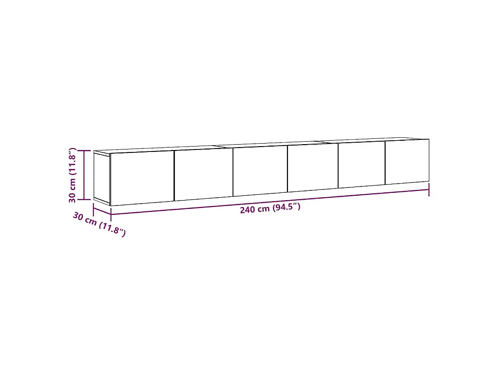 Conjunto de mueble de TV 3 piezas montado la pared madera vieja
