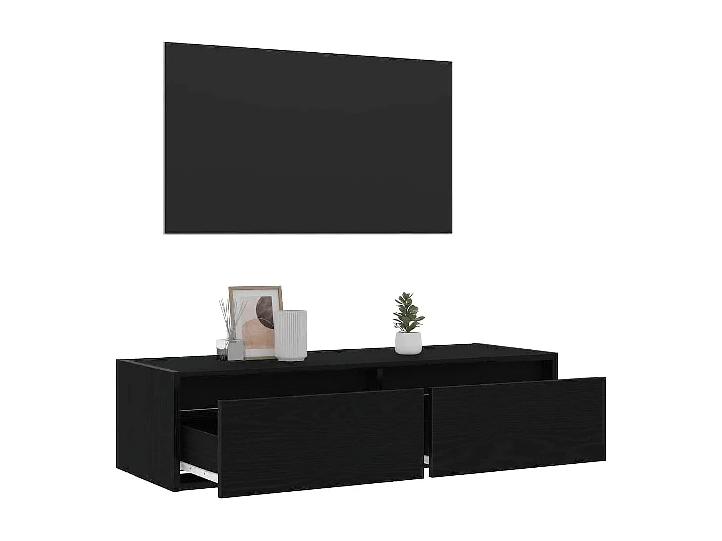 TV-Schrank mit LED-Leuchten Schwarz Eichen-Optik 100x35,5x25 cm