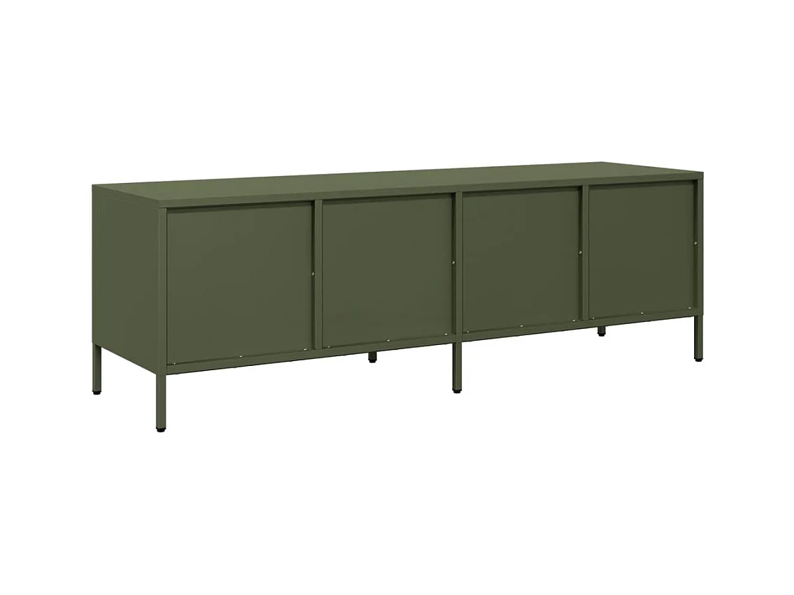 Meuble TV vert olive 135x39x43,5 cm acier laminé à froid