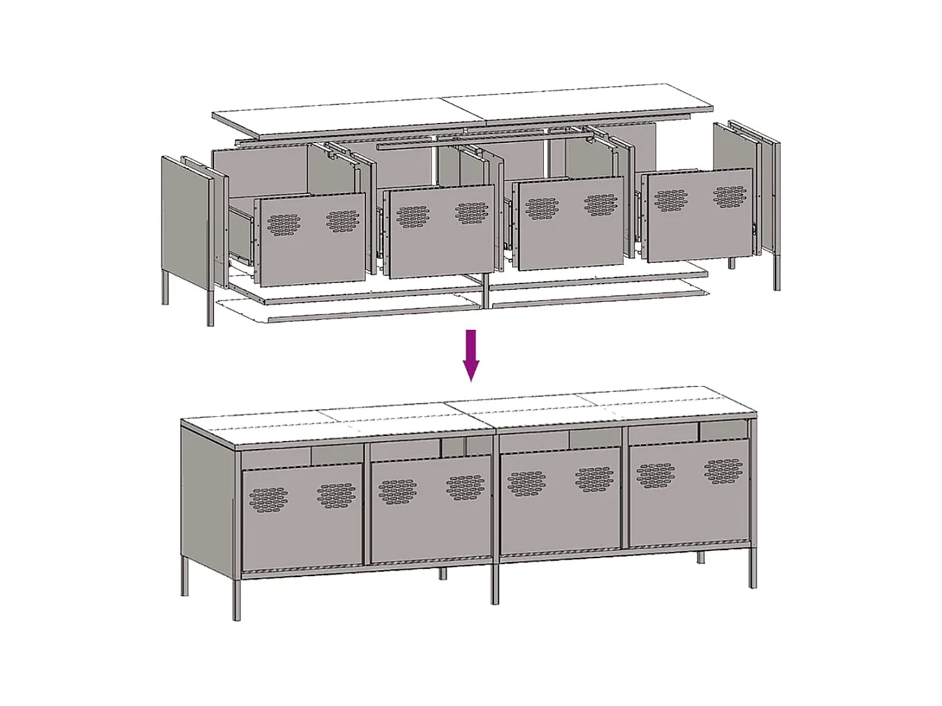 Meuble TV vert olive 135x39x43,5 cm acier laminé à froid