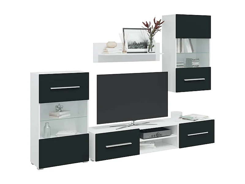 5-delige Tv-meubels met LED-verlichting bewerkt hout matindigo