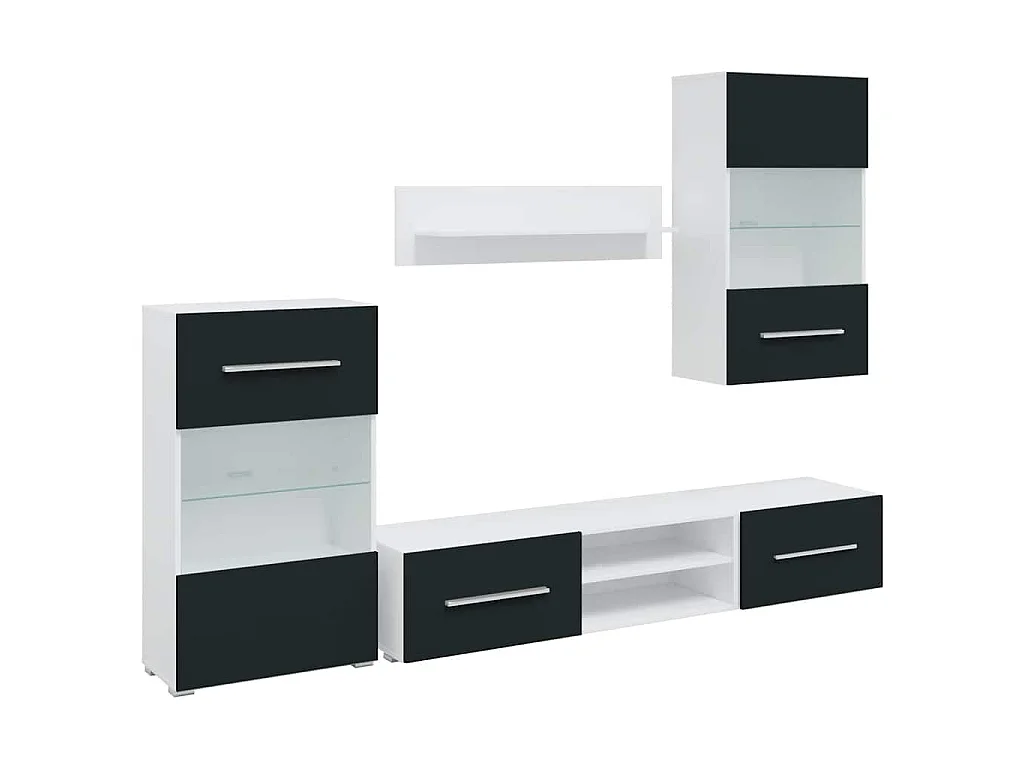 Meubles TV 5 pcs avec lumière LED indigo mat bois d'ingénierie