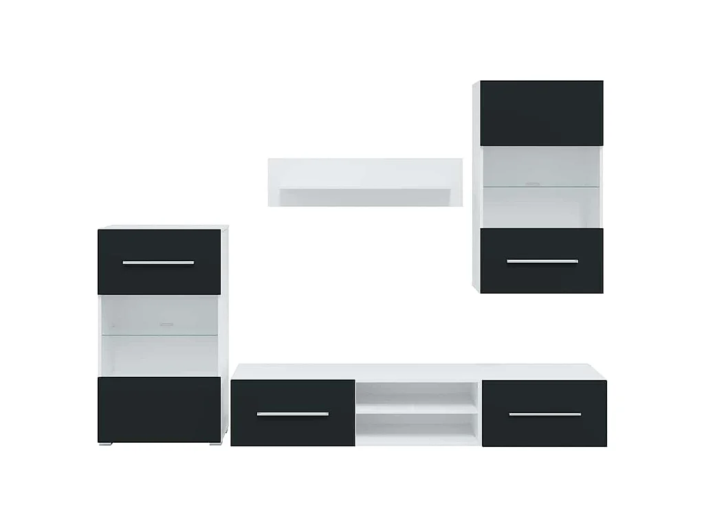 Meubles TV 5 pcs avec lumière LED indigo mat bois d'ingénierie