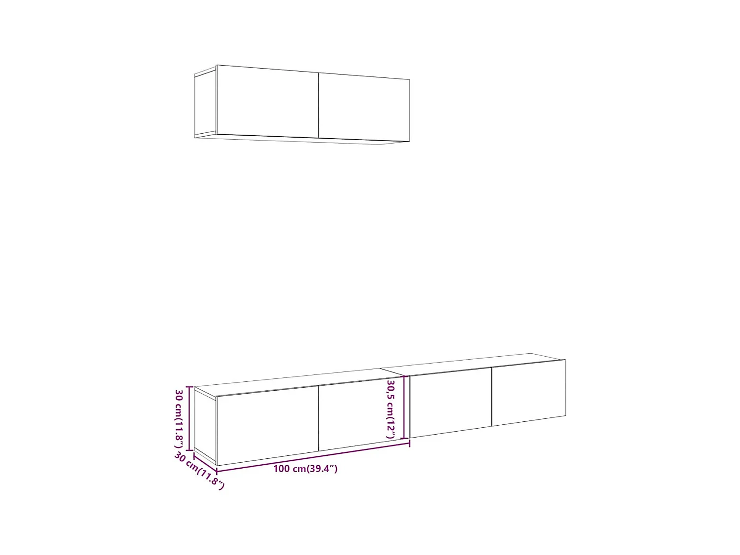 Meubles TV muraux 3 pcs vieux bois 100x30x30 cm bois ingénierie