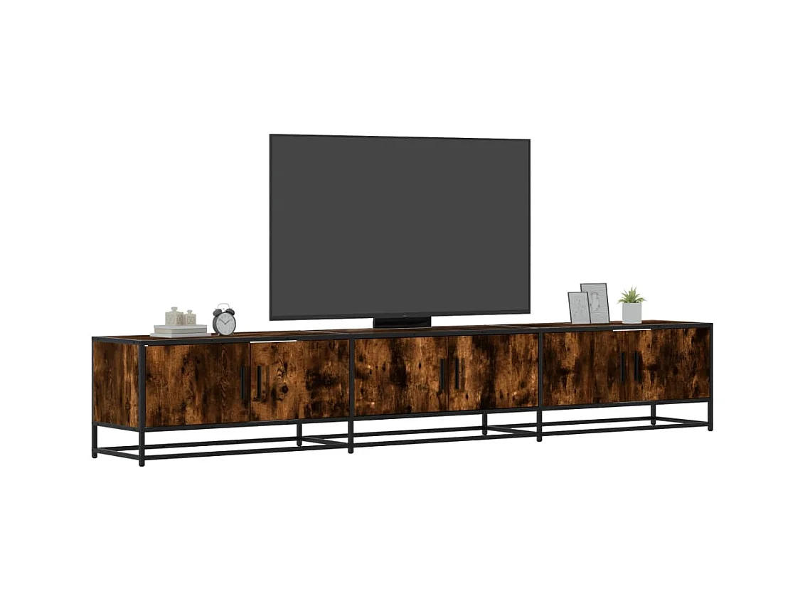 Meuble TV chêne fumé 240x35x41 cm bois d'ingénierie